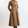 Premium Italian Manteco Wool Tailored Flared Skirt Midaxi Coat