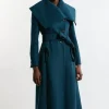 Premium Italian Manteco Wool Cape Full Skirted Belted Maxi Coat