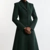 Premium Italian Manteco Wool Full Skirted Tailored Midaxi Coat