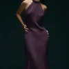 Premium Satin Halter Neck Tailored Maxi Dress