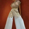 Premium Tailored Linen Mid Rise Wide Leg Pants