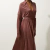 Premium Tencel Jersey Waterfall Hem Midi Dress