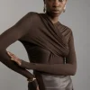 Premium Tencel Jersey Wrap Detail Long Sleeve Top