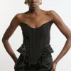 Premium Viscose Jersey Corset Ribbed Detail Top