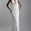Premium Viscose Jersey Crepe Cowl Neck Maxi Dress