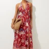Printed Cotton Voile Strappy Maxi Beach Dress