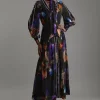 Printed Viscose Floral Border Print Maxi Dress