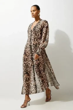 Printed Viscose Maxi Beach Dress