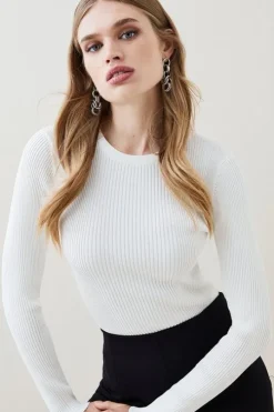 Rib Crew Neck Knit Sweater