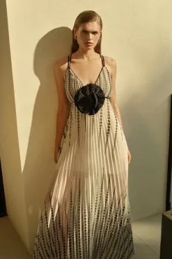Rosette Spot Print Strappy Woven Maxi Dress