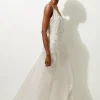 Satin Applique Woven Maxi Dress