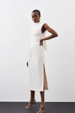 Satin Back Crepe Woven Maxi Dress