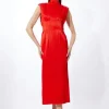 Satin Back Crepe Woven Maxi Dress