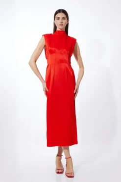 Satin Back Crepe Woven Maxi Dress