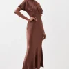 Satin Woven Crepe Midi Dress