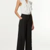 Scallop Trim Woven Crepe Pants