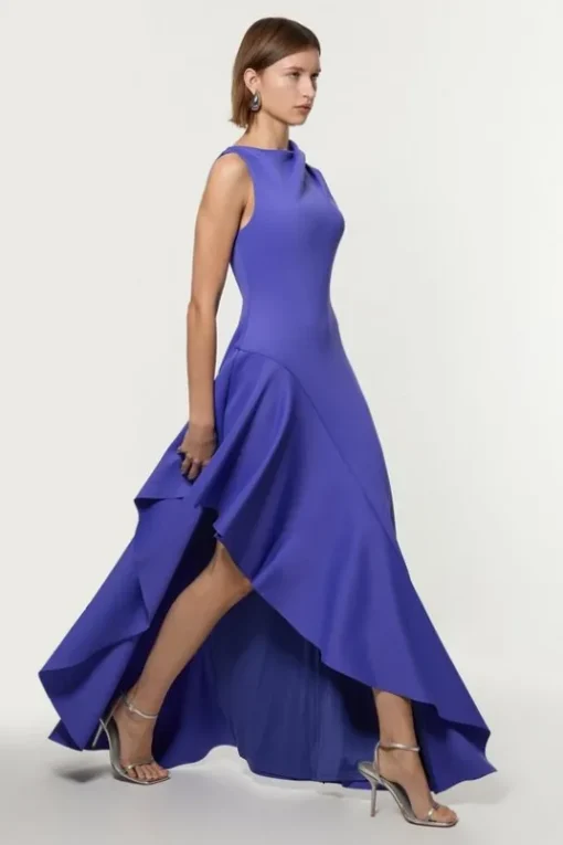 Scuba Drama Ruffle Hem Woven Maxi Dress