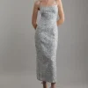 Sequin Metallic Boucle Tailored Maxi Dress