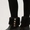 Shearling Leather Trim Detail Chelsea Boot
