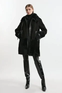 Shearling Longline Avaitor Coat