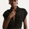 Sheer Viscose Georgette Woven Utility Blouse