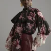 Silk Cotton Border Print Floral Woven Blouse