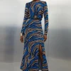 Slinky Jacquard Viscose Split Detail Knit Midaxi Dress