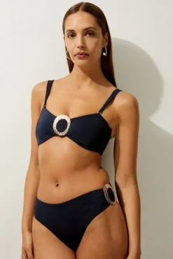 Slinky Trim Detail Cheeky Bikini Bottoms