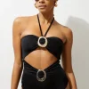Slinky Trim Detail Cut Out Swimsuit