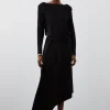 Slinky Viscose Knit Round Sleeve Midaxi Dress