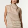 Slub Organdie Woven High Neck Top
