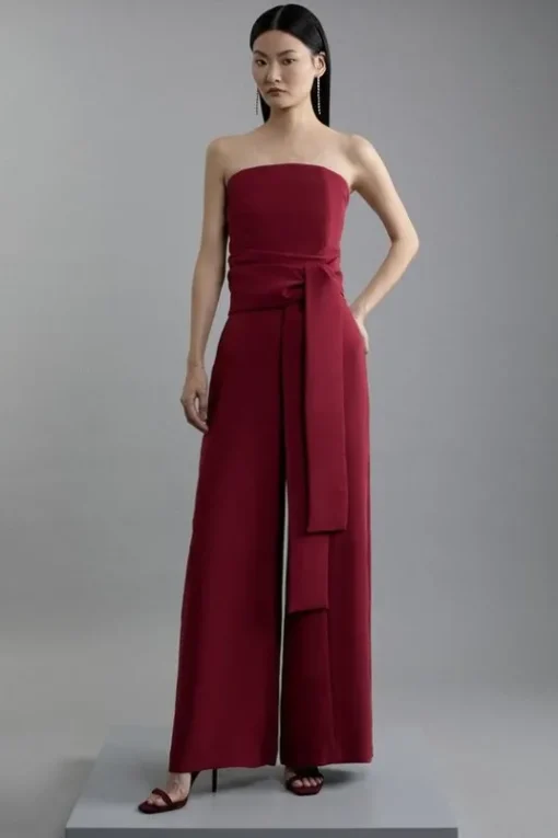 Soft Tailored Color Block Tailored Bandeau Jumpsuit