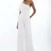 Soft Tailored One Shoulder Wide Leg Jumpsuit