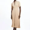 Soft Tailored Tipped Full Skirted Midi Dress