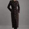 Sparkle Boucle Check Tailored Sleeved Maxi Dress