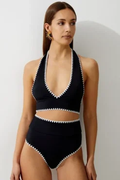 Stitch Detail Plunge Bikini Top
