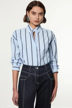 Stripe Cotton Oversize Tailored Essential Shirt