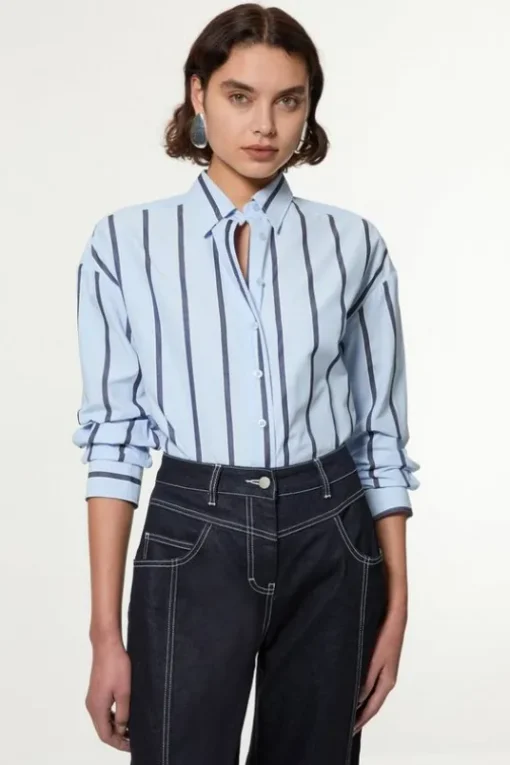 Stripe Cotton Oversize Tailored Essential Shirt