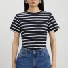 Stripe Stretch Cotton Jersey T Shirt