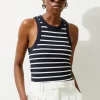 Stripe Stretch Cotton Jersey Racer Back Top