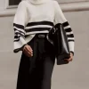 Striped Split Hem Knit Sweater