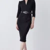 Structured Crepe Belted Forever Midi Dress