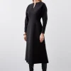 Structured Crepe Tailored Keyhole Rounded A Line Maxi Dress