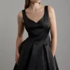 Structured Viscose Satin Tailored Prom Mini Dress