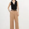 Tailored Compact Stretch Corset Waist Wide Leg Pants
