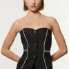 Tailored Contrast Tipped Stitch Detail Bandeau Vest