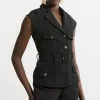 Tailored Crepe Belted Cap Sleeve Collared Co-ord