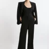 Tailored Crepe Seam Detail Straight Leg Pants