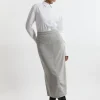 Tailored Front Pocket Midi Pencil Skirt