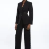 Tailored Lace Detail Straight Leg Pants